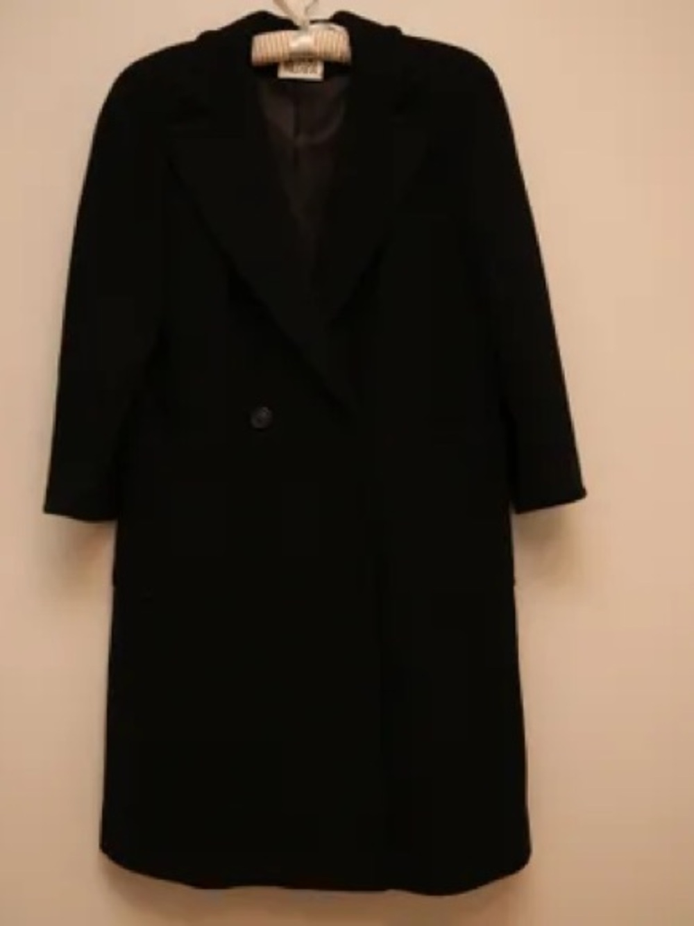bill blass Black Long Wool Trench Coat